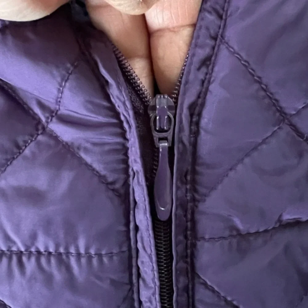 Coldwater Creek‎ Women's Purple Wool Blend Full Zip Quilted Sweater Jacket Sz. L
